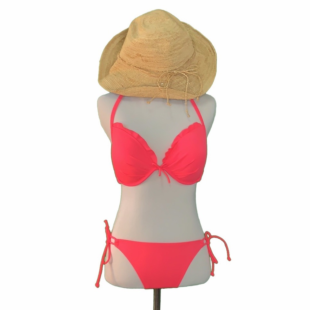 Victoria’s Secret Hot Pink Push Up Bra Tie Bikini